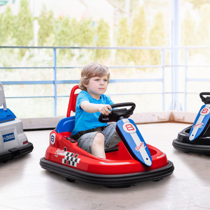 6V Kids Bumper Car with 360° Rotation, Music, Horn, Lights, Safety Belt - Red Electric Toy Cars   at Gallery Canada