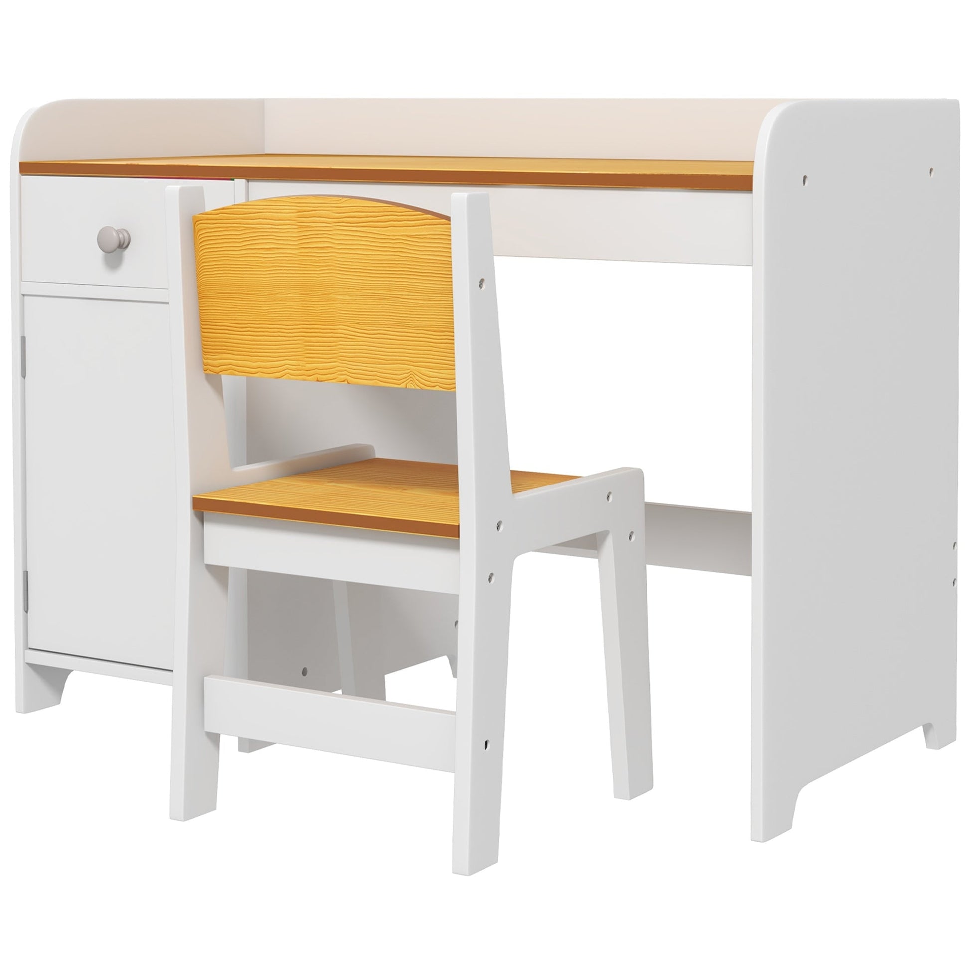 Kids Desk and Chair Set for 3-6 Year Old with Storage Drawer, Study Table and Chair for Children, White Kids Desk Sets White  at Gallery Canada