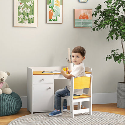 Kids Desk and Chair Set for 3-6 Year Old with Storage Drawer, Study Table and Chair for Children, White Kids Desk Sets   at Gallery Canada