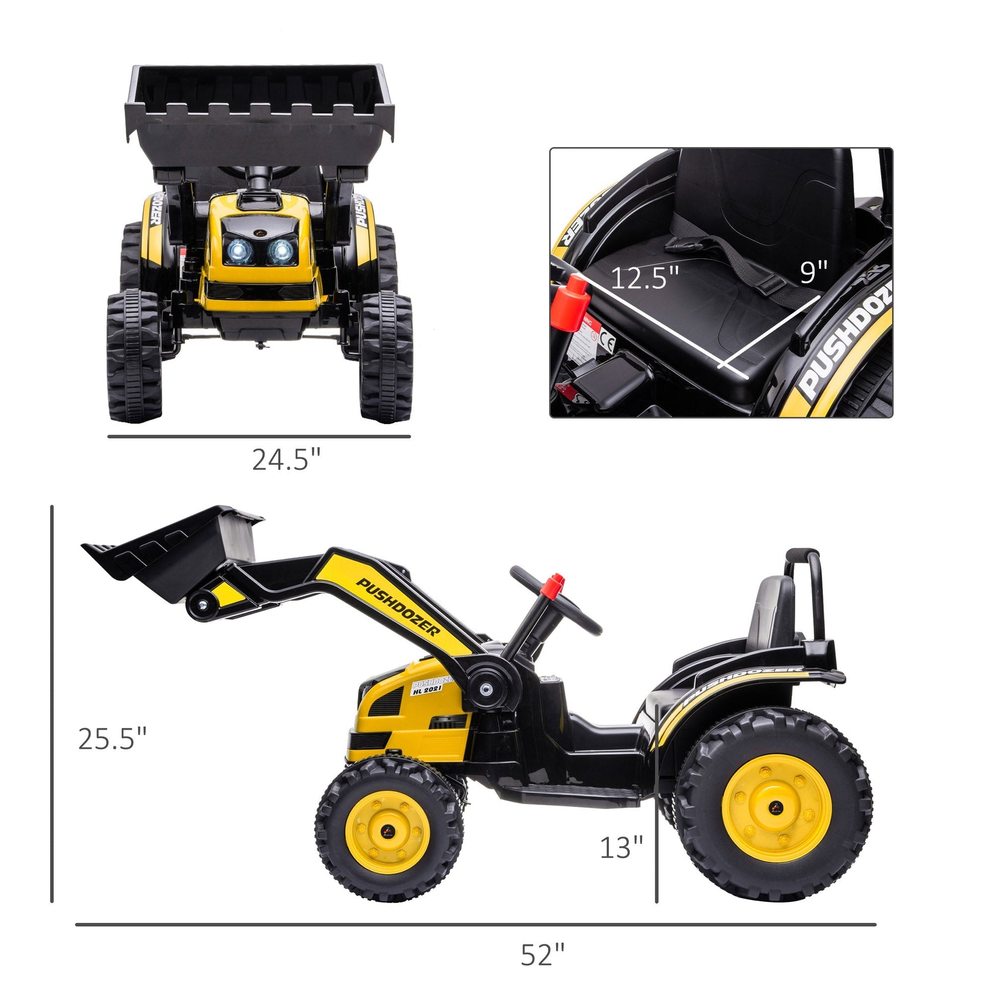 Kids Digger Ride On Excavator 6V Battery Powered Construction Tractor Music Headlight Moving Forward Backward Gear for 3-5 years old Yellow Kids Ride On Excavators   at Gallery Canada