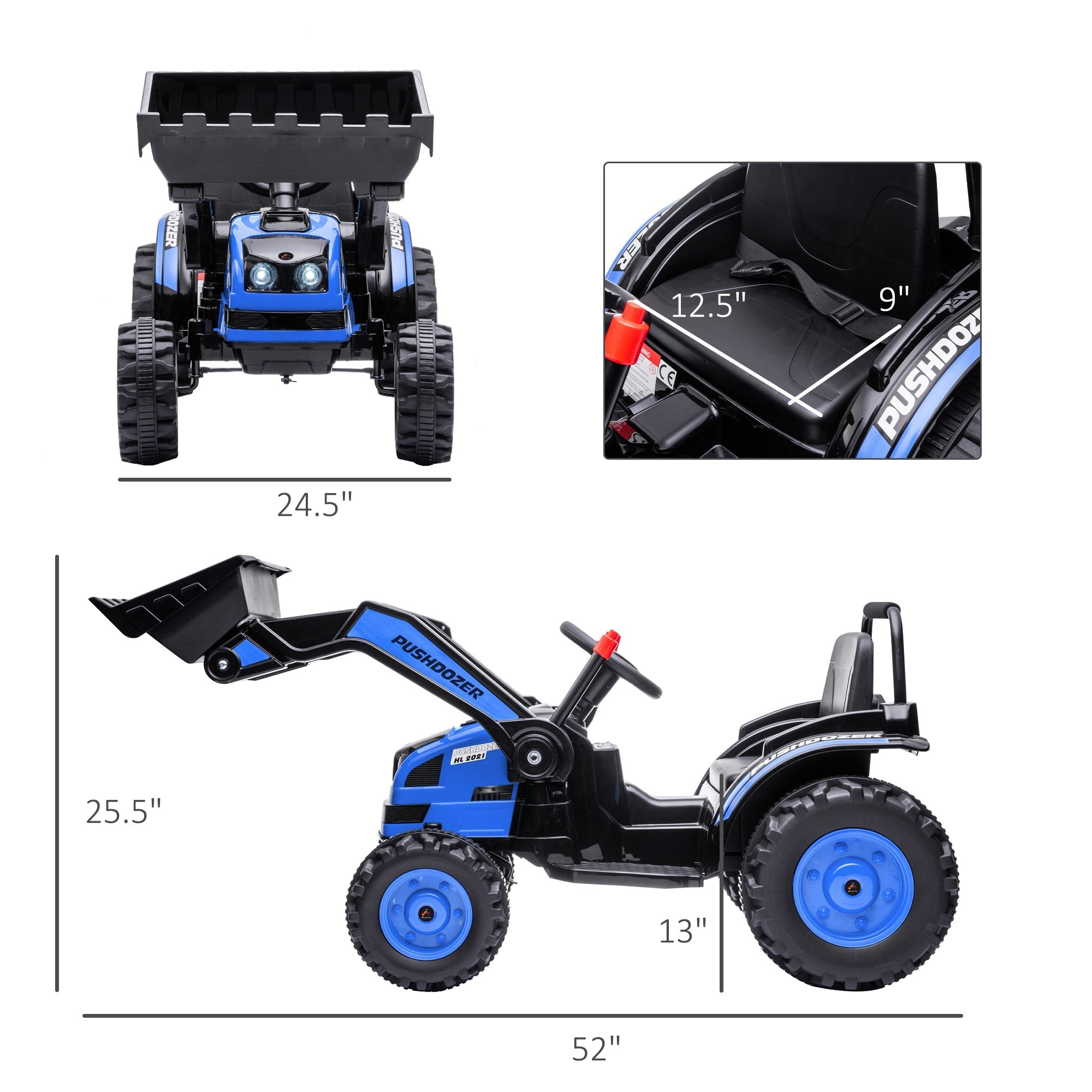 Kids Digger Ride On Excavator 6V Battery Powered Dual-Motor Construction Tractor Music Headlight Moving Forward Backward Gear for 3-5 years old Blue Kids Ride On Excavators   at Gallery Canada