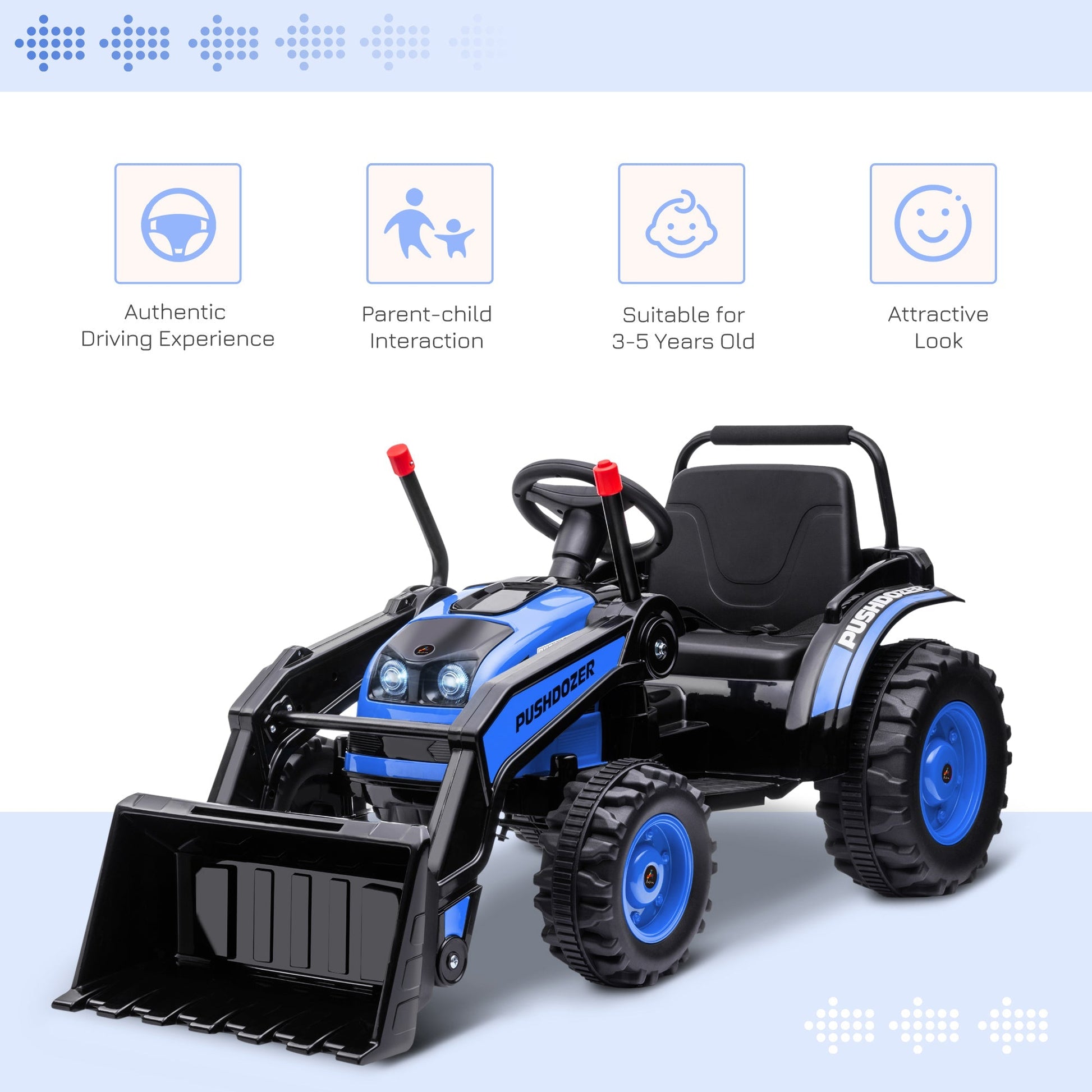 Kids Digger Ride On Excavator 6V Battery Powered Dual-Motor Construction Tractor Music Headlight Moving Forward Backward Gear for 3-5 years old Blue Kids Ride On Excavators   at Gallery Canada