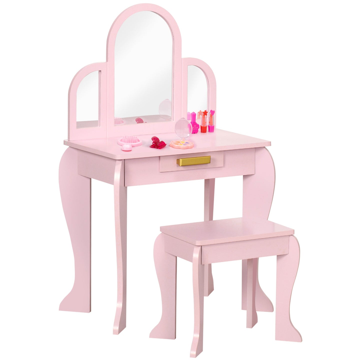 Kids Dressing Table and Chair Set, Girls Dressing Set, Makeup Desk with Drawer for 3-6 Years Old Kids, Pink Kids Bedroom Furniture Pink  at Gallery Canada