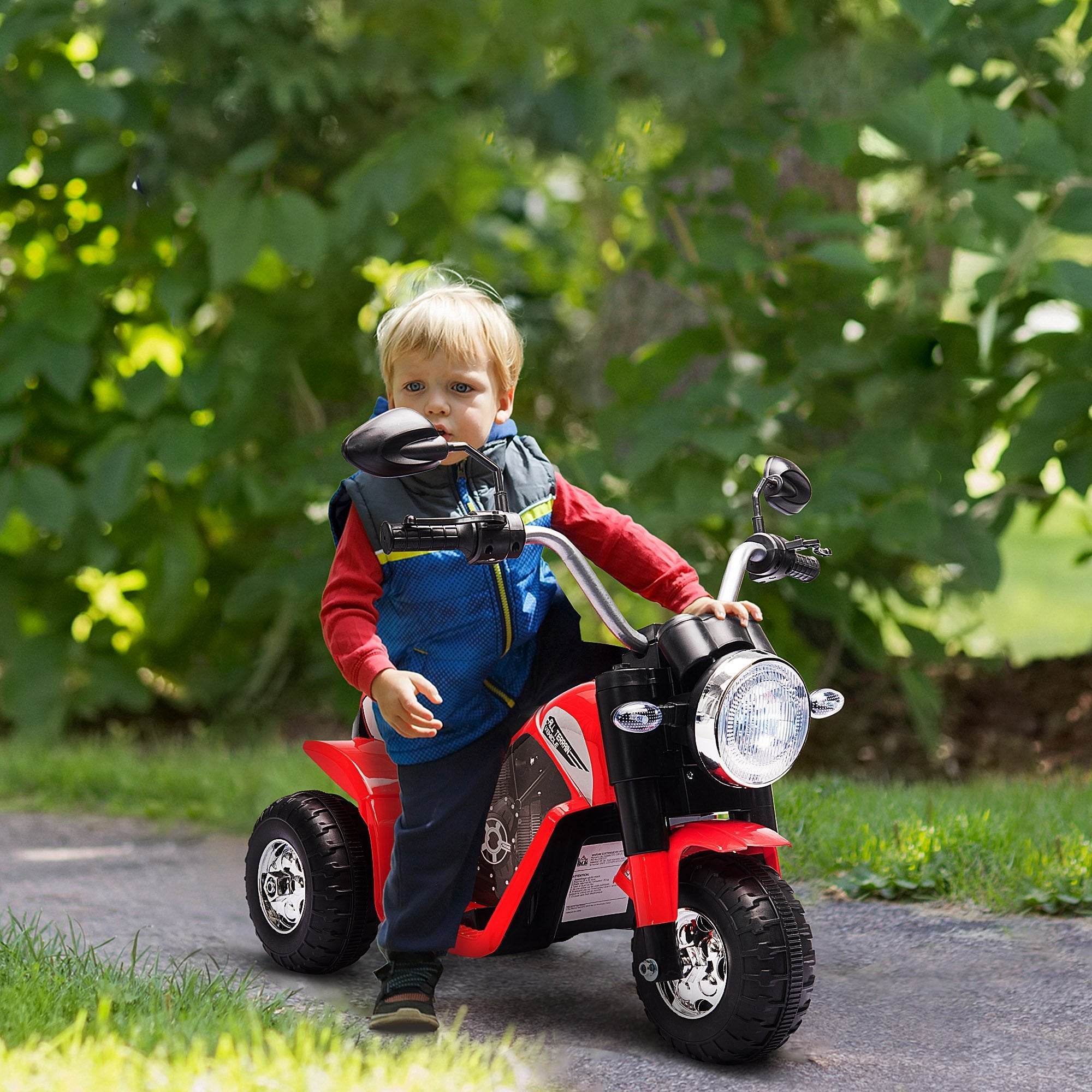 6V Kids Electric Ride-On Dirt Bike with Horn, Headlights, Sounds, 1.24mph, Red Electric Motorcycles   at Gallery Canada