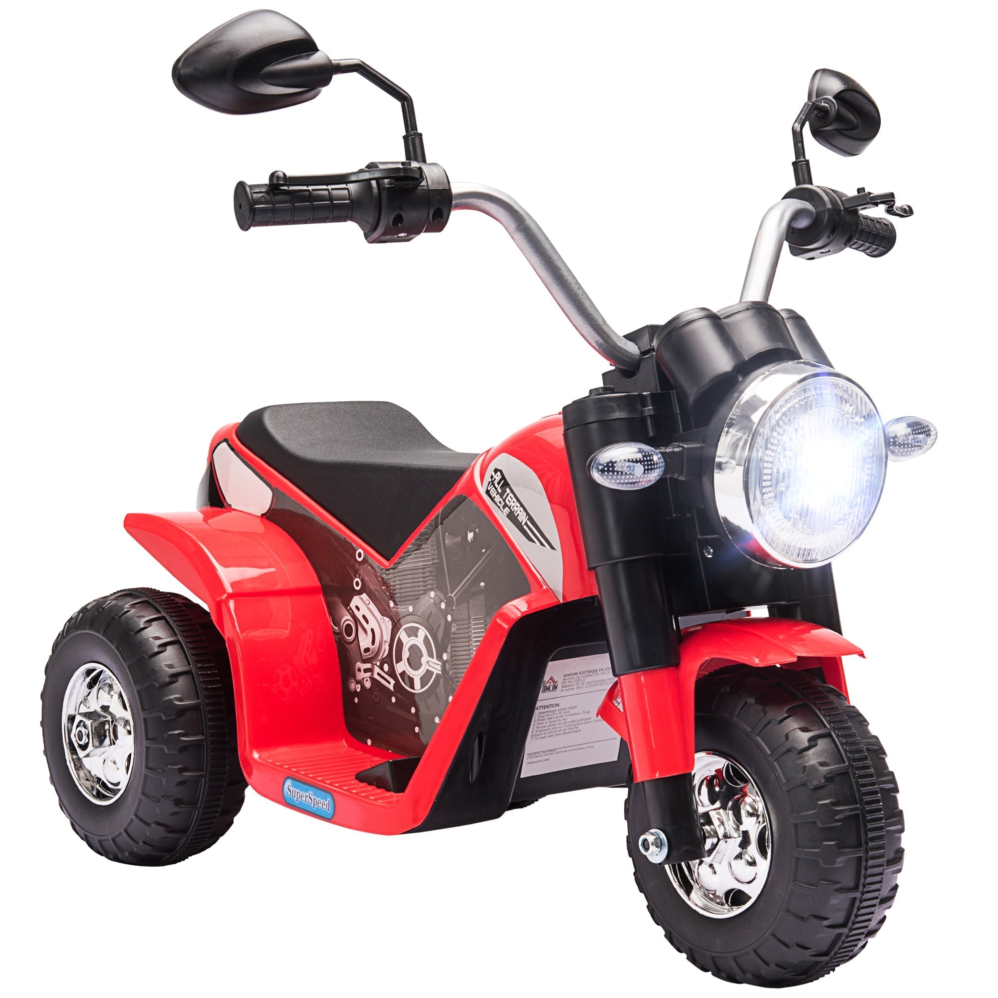 6V Kids Electric Ride-On Dirt Bike with Horn, Headlights, Sounds, 1.24mph, Red Electric Motorcycles Red  at Gallery Canada