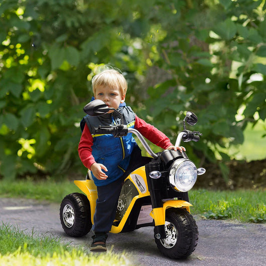 Kids Electric Motorcycle 6V Battery Powered Ride-On Dirt Bike 3-Wheels Motorbike Yellow Electric Motorcycles Yellow  at Gallery Canada