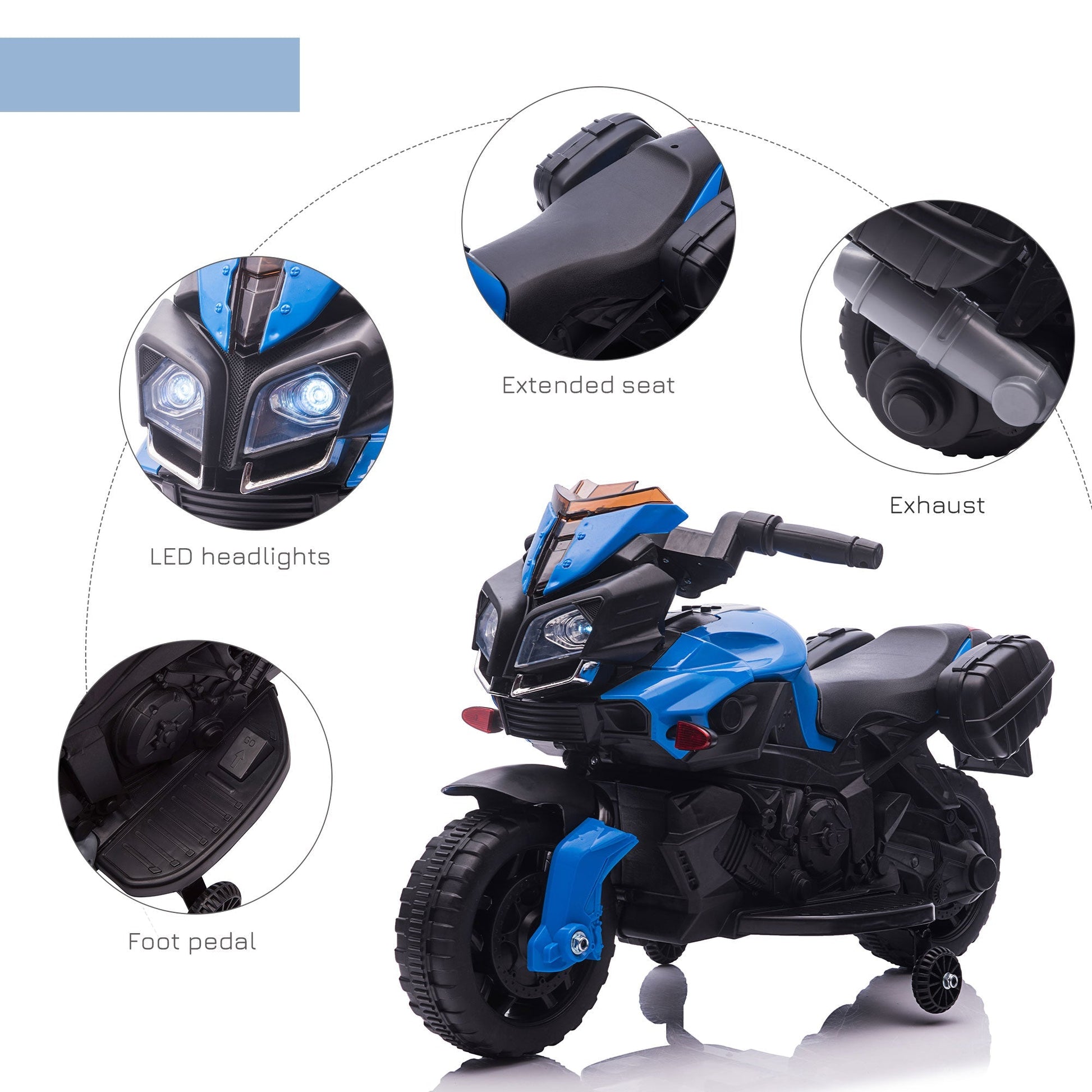 Kids Electric Motorcycle Ride-On Toy 6V 3 km/h Max Speed for Kids 18 - 48 months Blue Electric Motorcycles   at Gallery Canada