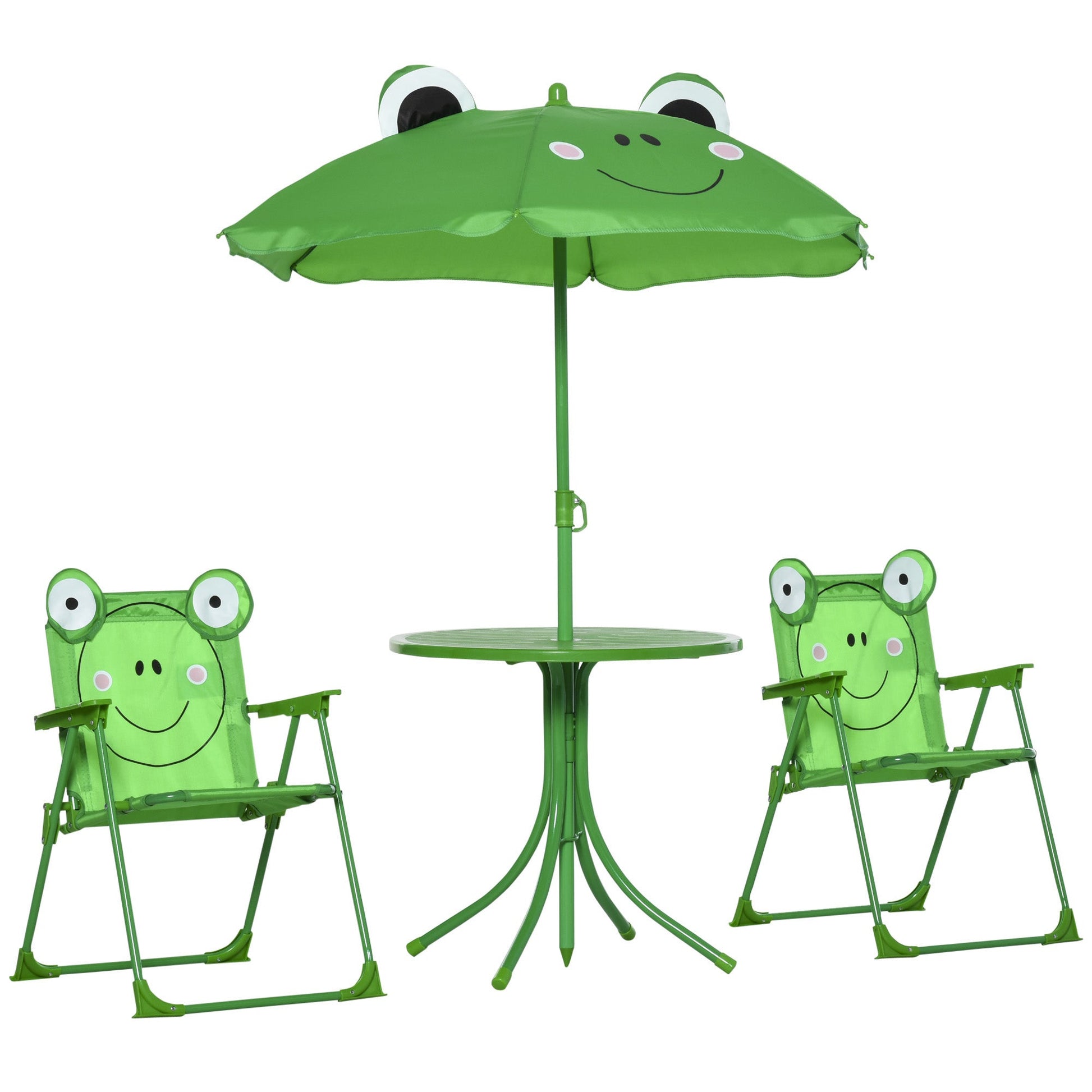 Kids Folding Picnic Table and Chair Set Pattern Outdoor Garden Patio Backyard with Removable &; Height Adjustable Sun Umbrella Green Kids Outdoor Furniture   at Gallery Canada