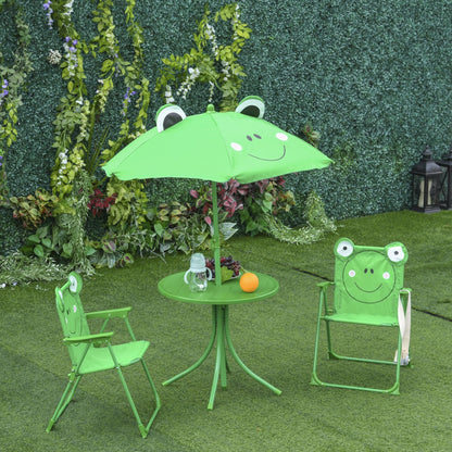 Kids Folding Picnic Table and Chair Set Pattern Outdoor Garden Patio Backyard with Removable &; Height Adjustable Sun Umbrella Green Kids Outdoor Furniture   at Gallery Canada