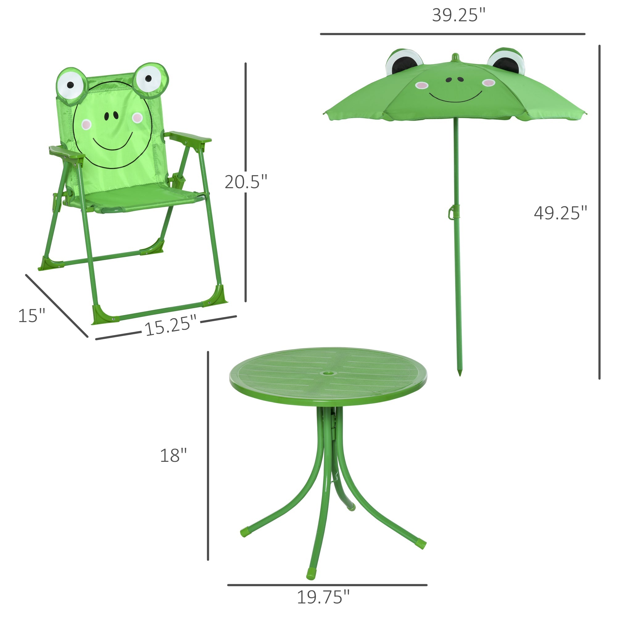 Kids Folding Picnic Table and Chair Set Pattern Outdoor Garden Patio Backyard with Removable &; Height Adjustable Sun Umbrella Green Kids Outdoor Furniture   at Gallery Canada