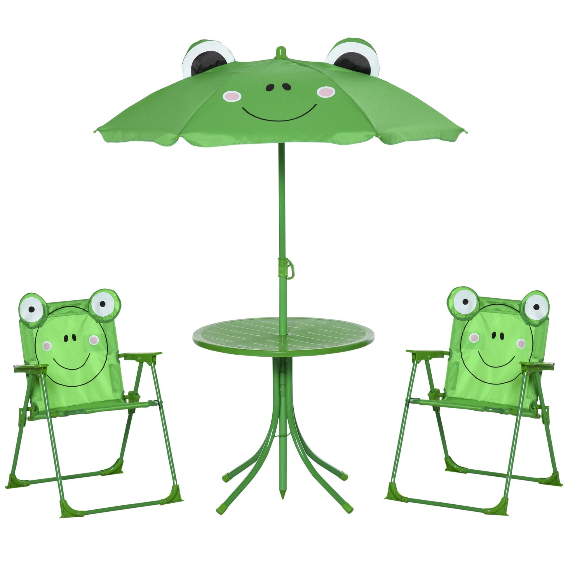 Kids Folding Picnic Table and Chair Set Pattern Outdoor Garden Patio Backyard with Removable &; Height Adjustable Sun Umbrella Green Kids Outdoor Furniture Green  at Gallery Canada