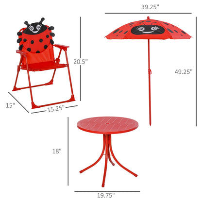 Kids Folding Picnic Table and Chair Set Pattern Outdoor Garden Patio Backyard with Removable &; Height Adjustable Sun Umbrella Red Kids Outdoor Furniture   at Gallery Canada