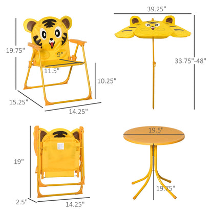 Kids Folding Picnic Table and Chair Set Pattern Outdoor Garden Patio Backyard with Removable &; Height Adjustable Sun Umbrella Yellow Kids Outdoor Furniture   at Gallery Canada