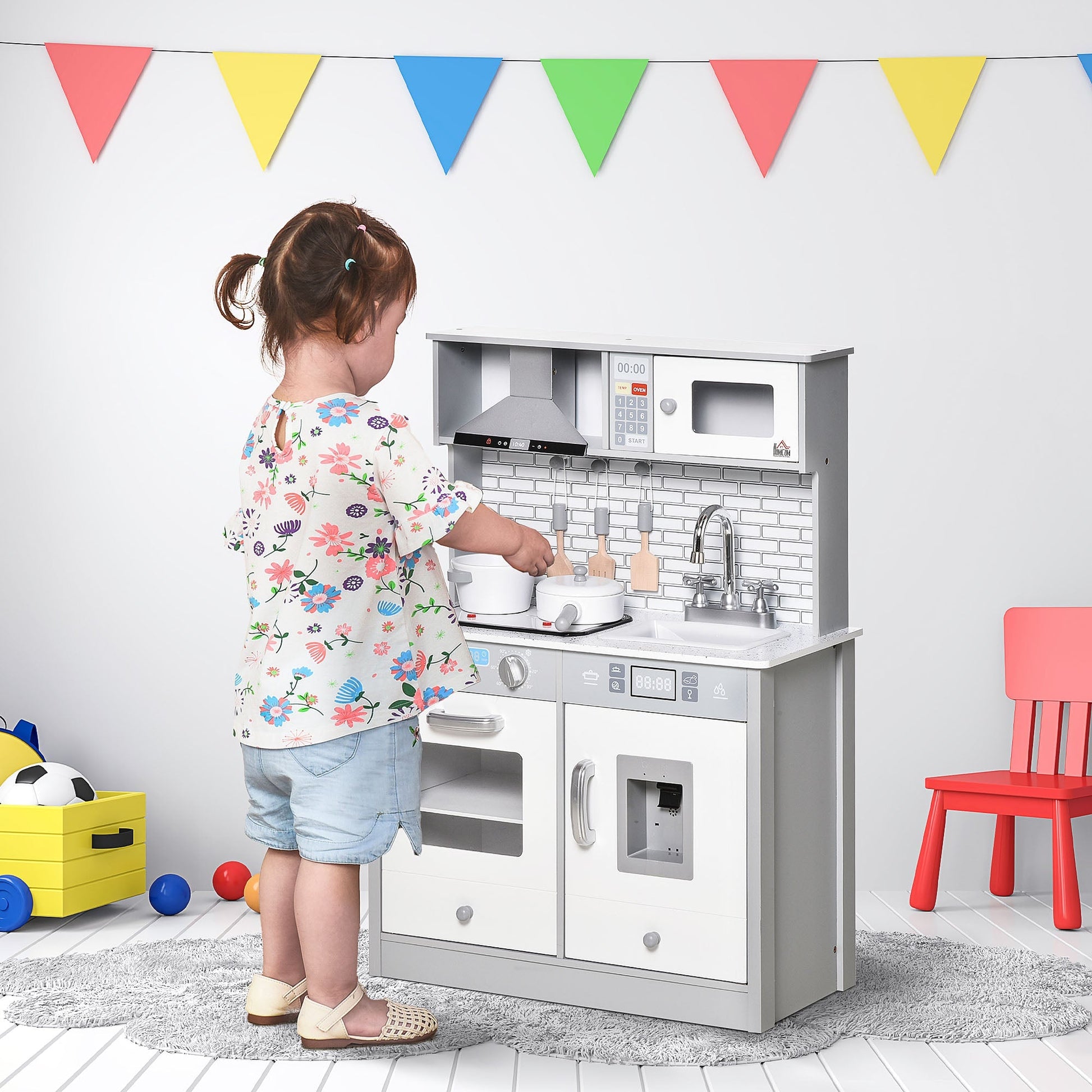 Educational Kids Kitchen Playset with Sound & Light, Battery Operated Cooktop, Multi Colour Play Kitchen   at Gallery Canada