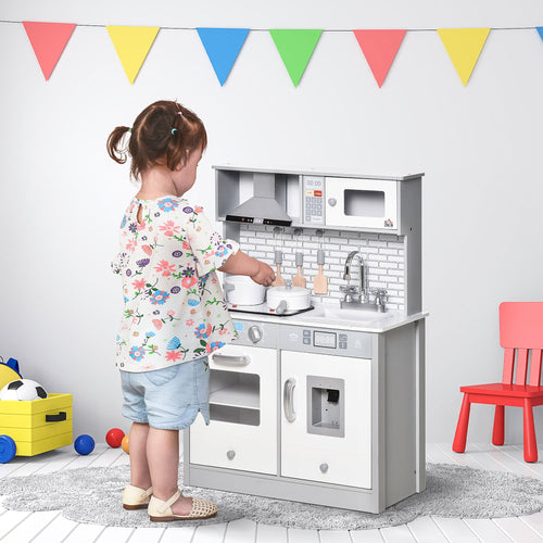 Educational Kids Kitchen Playset with Sound & Light, Battery Operated Cooktop, Multi Colour