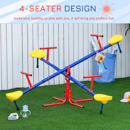 Kids Metal Seesaw Teeter Totter Children's Playground Equipment for Garden Outdoor Indoor Swing, 4 Seats Gym Sets & Swings   at Gallery Canada