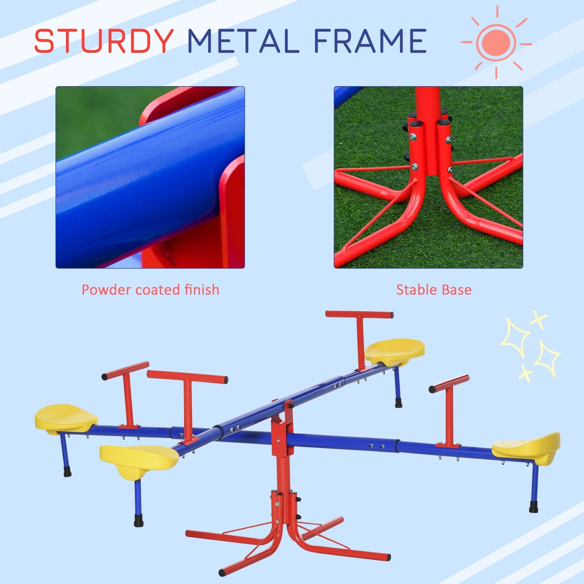 Kids Metal Seesaw Teeter Totter Children's Playground Equipment for Garden Outdoor Indoor Swing, 4 Seats Gym Sets & Swings   at Gallery Canada