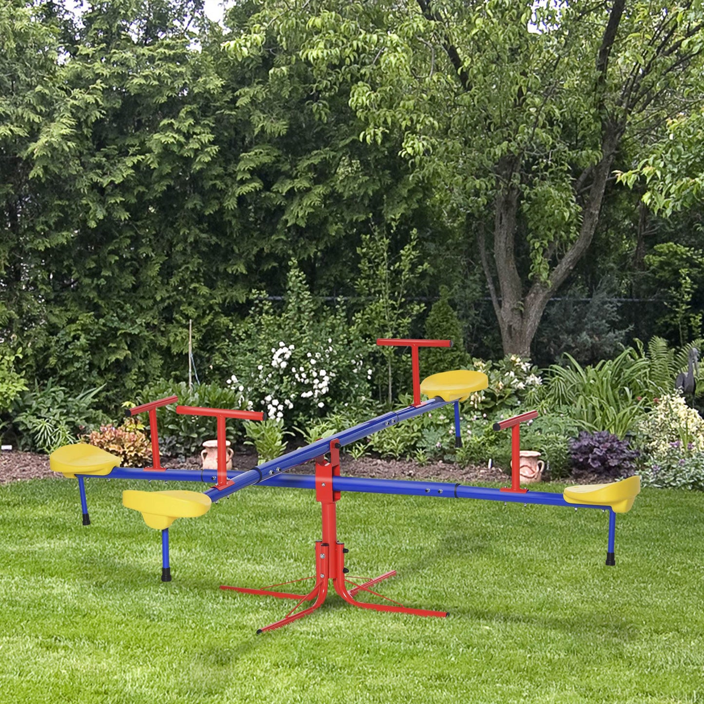 Kids Metal Seesaw Teeter Totter Children's Playground Equipment for Garden Outdoor Indoor Swing, 4 Seats Gym Sets & Swings   at Gallery Canada