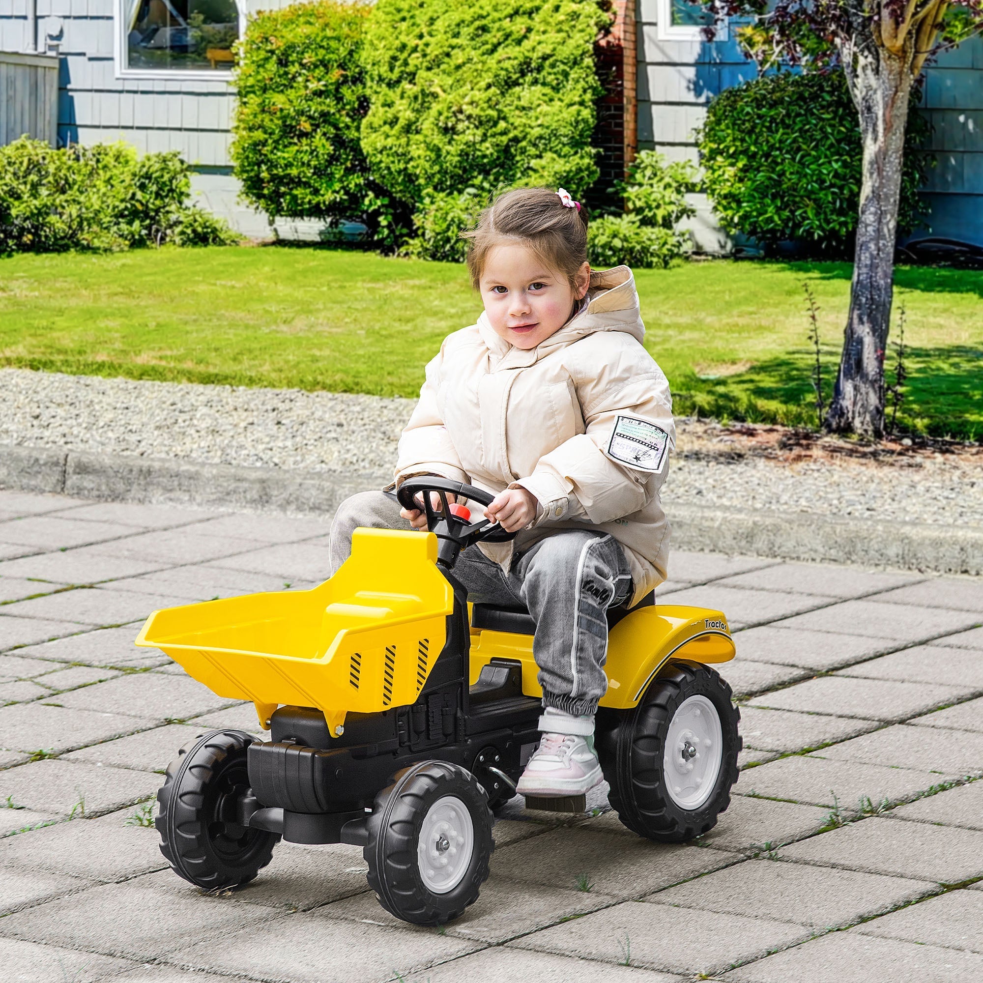 Manual Control Ride-On Excavator for Kids Aged 3-6, Forward/Backward Function, Yellow Toy Excavators   at Gallery Canada