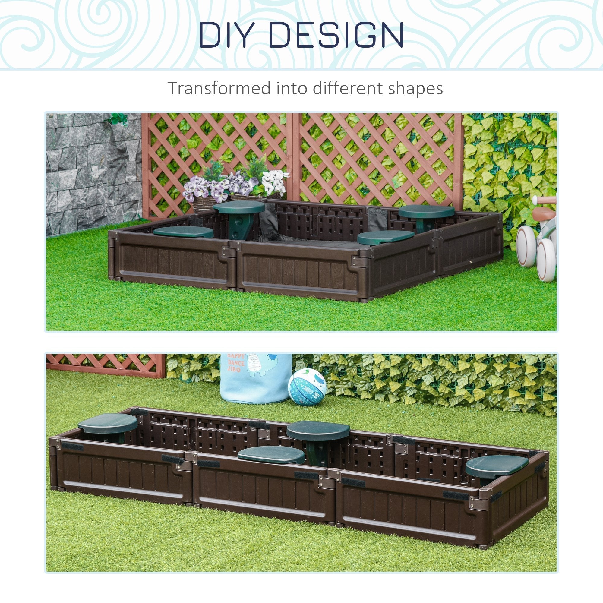 Kids Outdoor Sandbox with Canopy, Bottom Fabric Liner, Brown Sandboxes & Accessories   at Gallery Canada