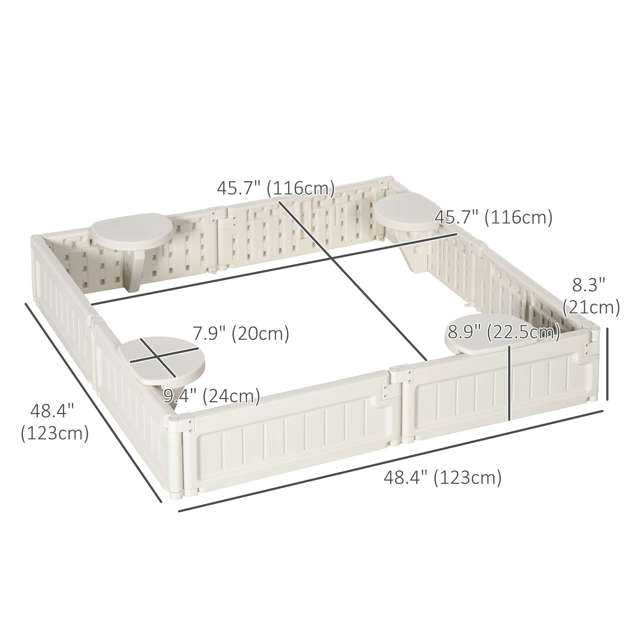 Kids Outdoor Sandbox with Canopy, Bottom Fabric Liner, Cream White Sandboxes & Accessories   at Gallery Canada