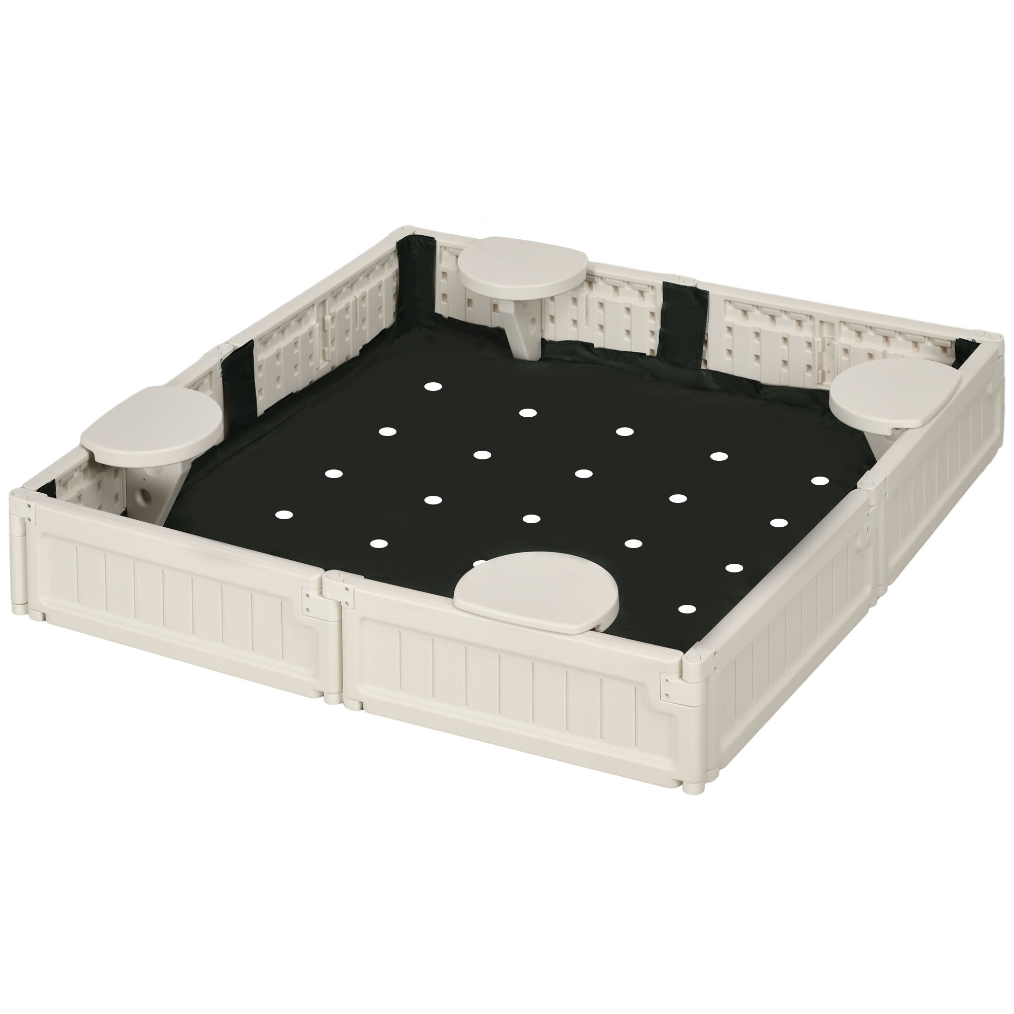 Kids Outdoor Sandbox with Canopy, Bottom Fabric Liner, Cream White Sandboxes & Accessories Cream  at Gallery Canada