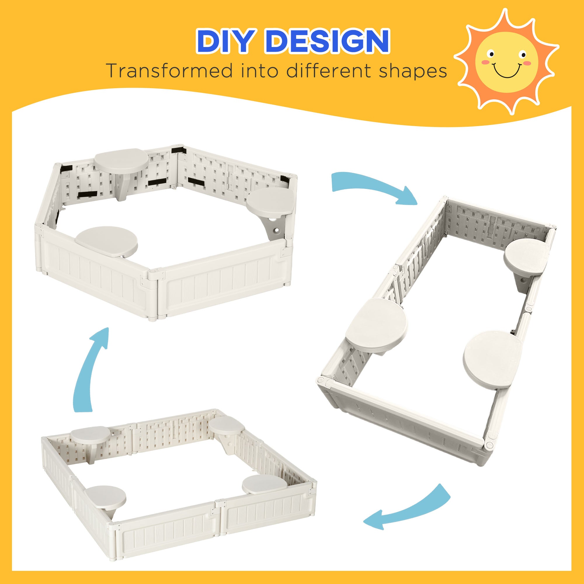 Kids Outdoor Sandbox with Canopy, Bottom Fabric Liner, Cream White Sandboxes & Accessories   at Gallery Canada