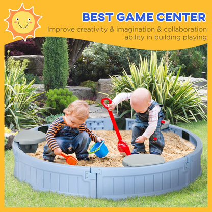 Kids Outdoor Sandbox with Cover, Bottom Fabric Liner, for 3-12 Years, Light Blue Sandboxes & Accessories   at Gallery Canada