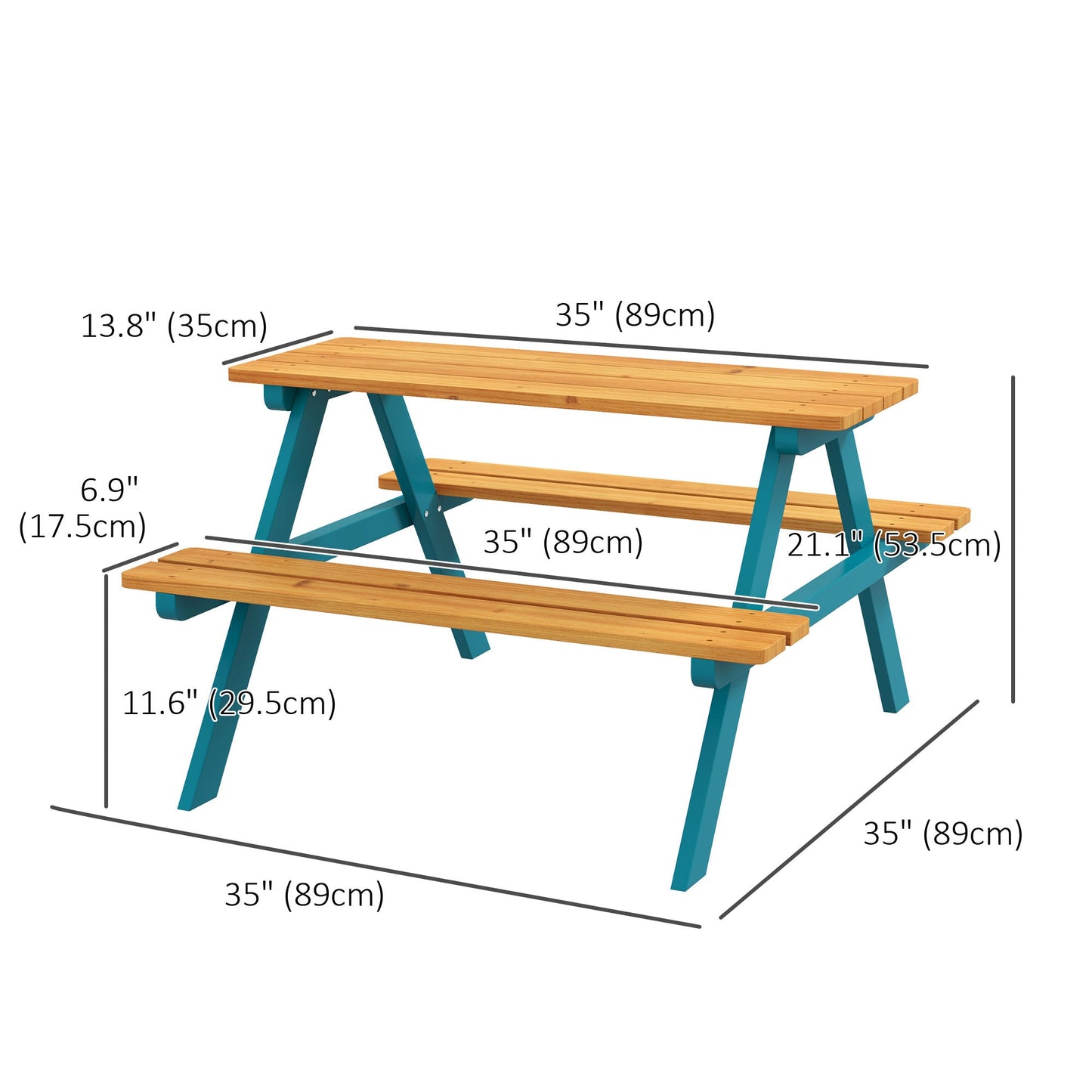 Kids Outdoor Table Set Wooden Toddler Picnic Table and Benches for 4 Kids 3-8 Years, Easy Installation, Natural Wood Kids Outdoor Furniture   at Gallery Canada