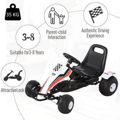 Kids Pedal Go Kart Children Racing Style Ride on Car with Adjustable Seat, Plastic Wheels, Handbrake and Shift Lever for 3-8 Years Old Pedal Go Karts for Kids   at Gallery Canada