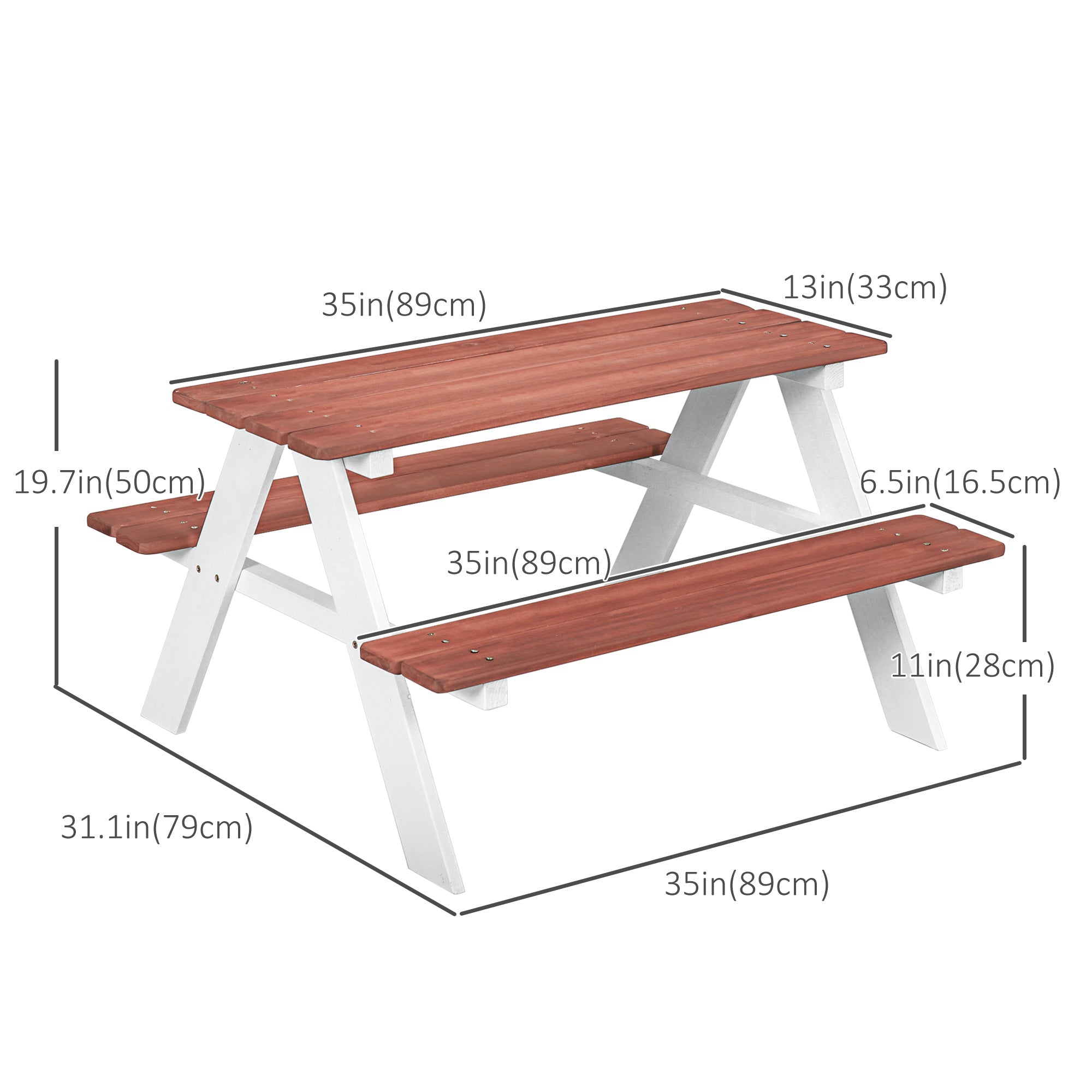 Kids Picnic Table and Chair Set, Wooden Table Bench Set Outdoor Activity for Backyard Garden Lawn, Girls Boys Gift Aged 3-8 Years Old Kids Outdoor Furniture   at Gallery Canada