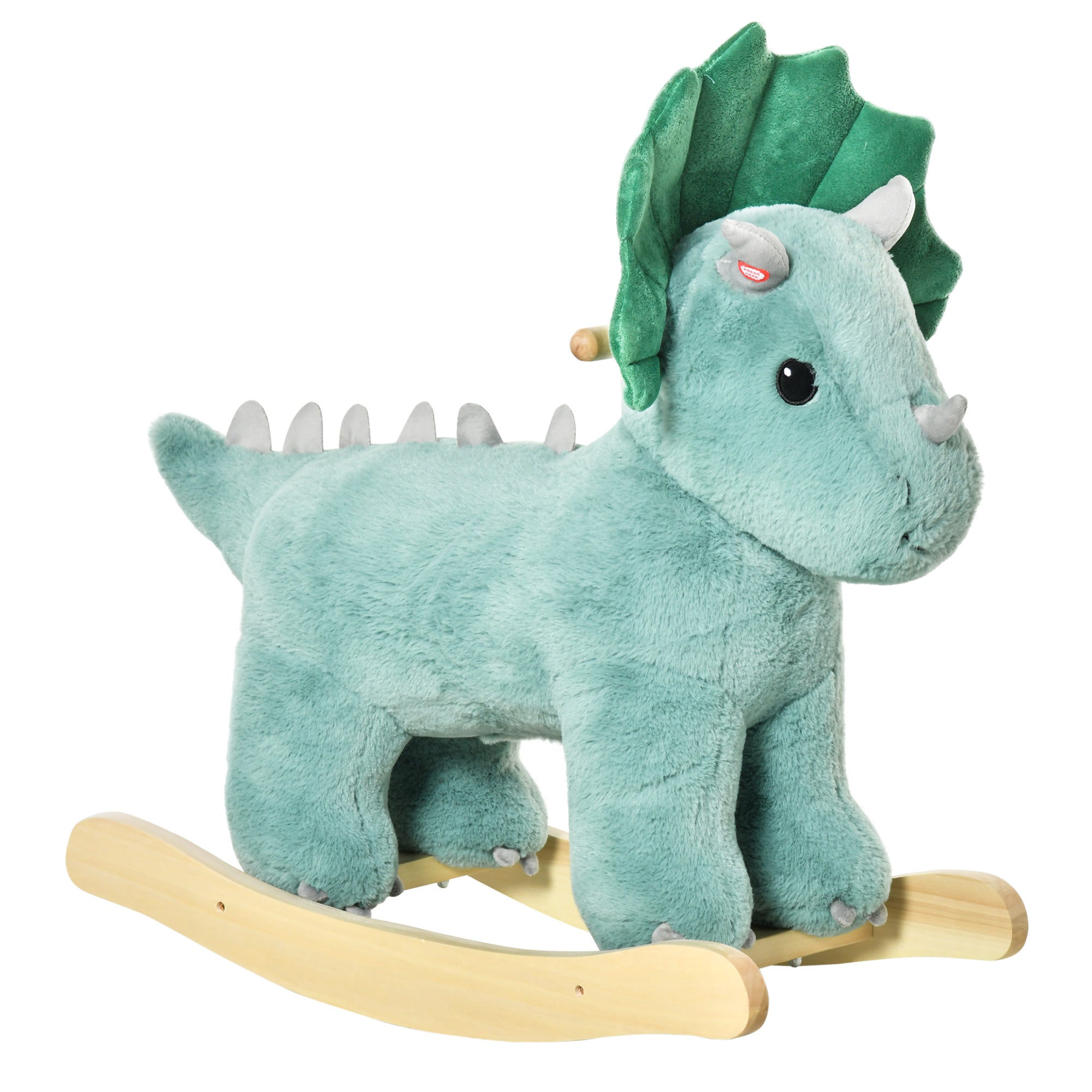 Kids Plush Ride-On Rocking Horse Triceratops-shaped Plush Toy Rocker with Realistic Sounds for Child 36-72 Months Dark Green Rocking Horses Dark Green  at Gallery Canada