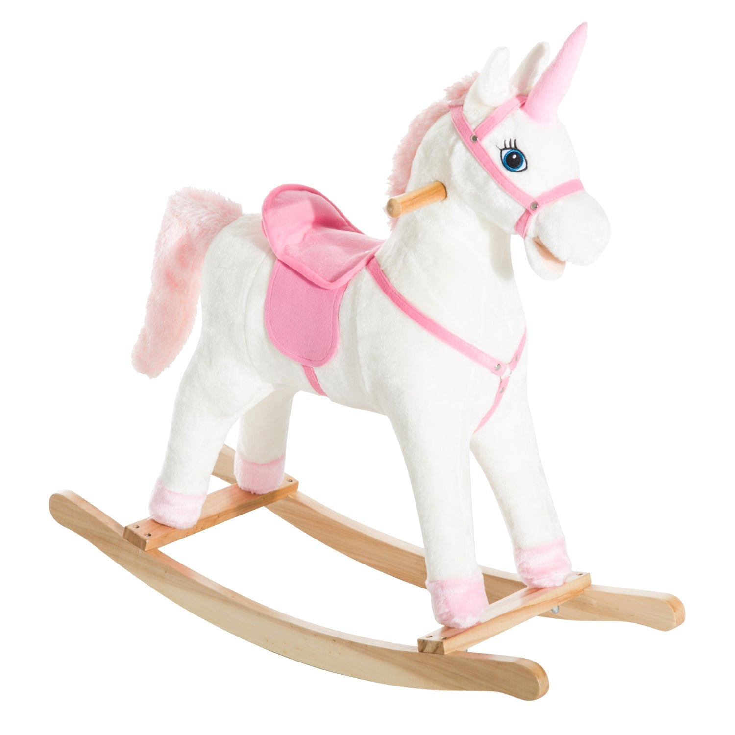 Kids Plush Toy Rocking Horse Unicorn with Realistic Sounds, White &; Pink Rocking Horses White and Pink  at Gallery Canada