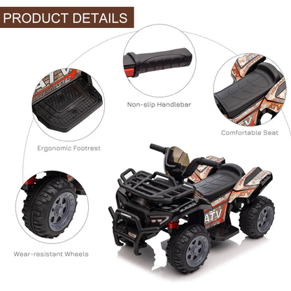 Kids Ride-on ATV Quad Bike Four Wheeler Car with Music, 6V Battery Powered Motorcycle for 18-36 Months, Black Electric Toy Cars   at Gallery Canada