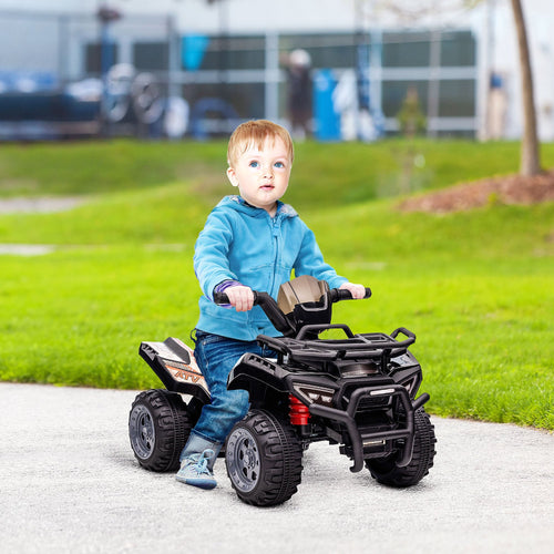 Kids Ride-on ATV Quad Bike Four Wheeler Car with Music, 6V Battery Powered Motorcycle for 18-36 Months, Black