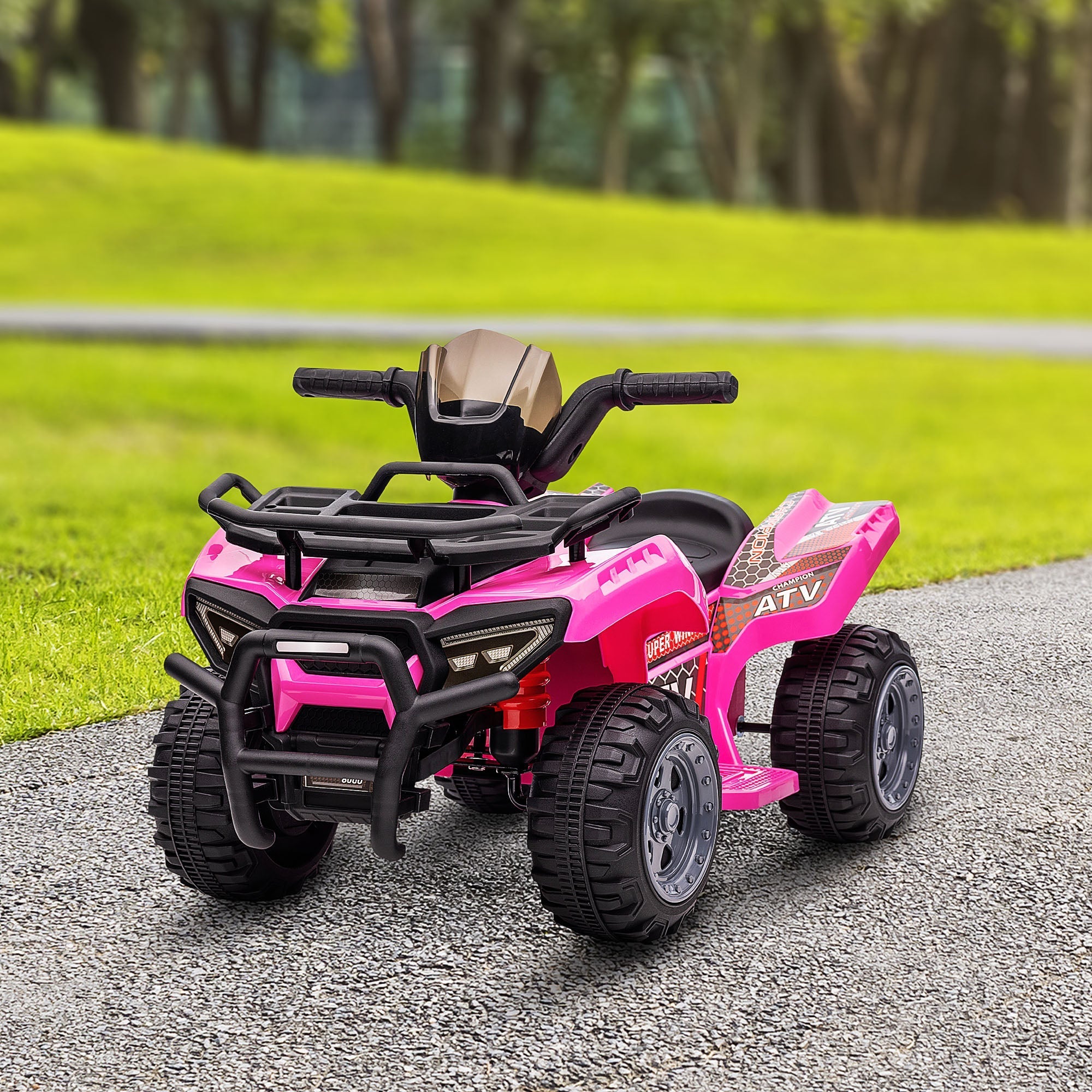 Kids Ride-on ATV Quad Bike Four Wheeler Car with Music, 6V Battery Powered Motorcycle for 18-36 Months, Pink Electric Toy Cars   at Gallery Canada