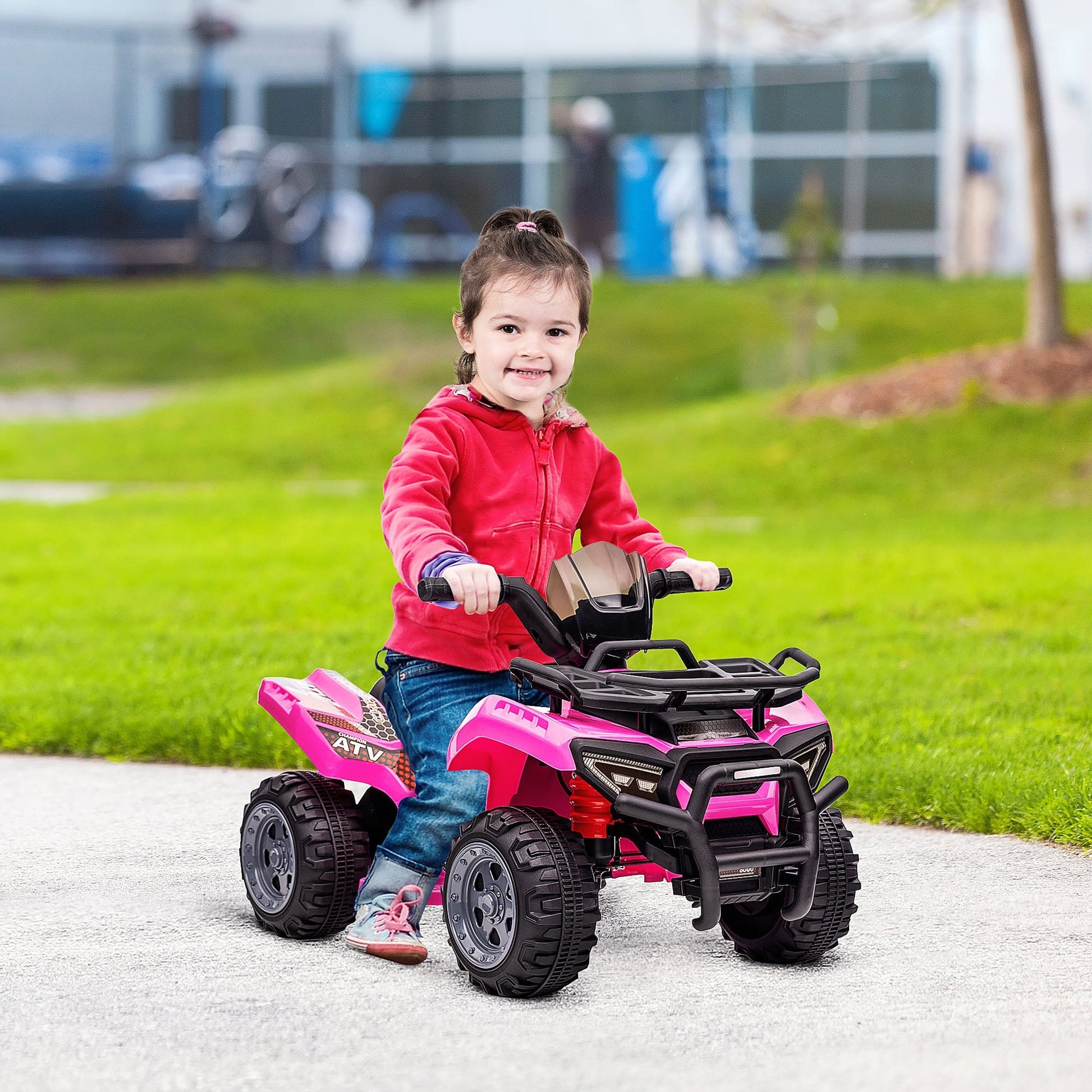 Kids Ride-on ATV Quad Bike Four Wheeler Car with Music, 6V Battery Powered Motorcycle for 18-36 Months, Pink Electric Toy Cars   at Gallery Canada