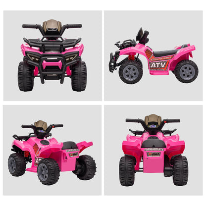 Kids Ride-on ATV Quad Bike Four Wheeler Car with Music, 6V Battery Powered Motorcycle for 18-36 Months, Pink Electric Toy Cars   at Gallery Canada