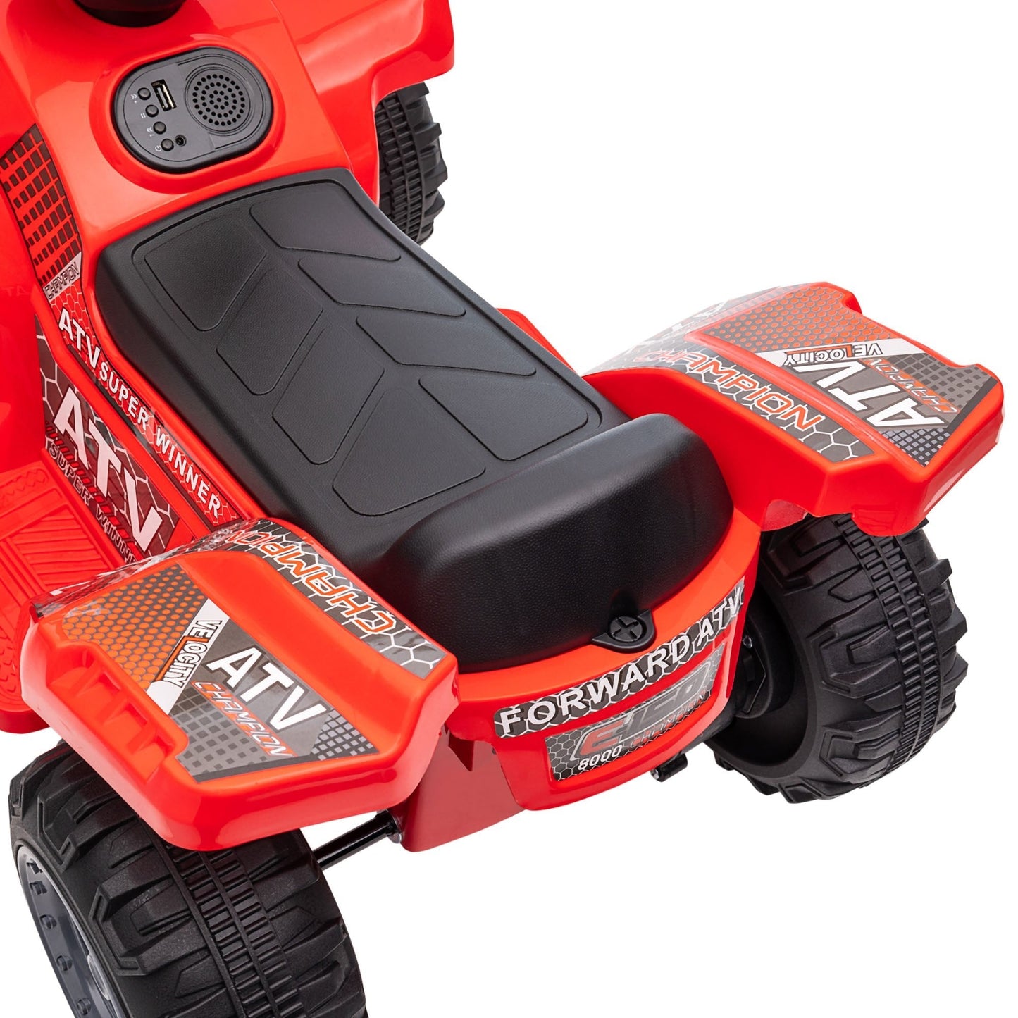 Kids Ride-on ATV Quad Bike Four Wheeler Car with Music, 6V Battery Powered Motorcycle for 18-36 Months, Red Electric Toy Cars   at Gallery Canada