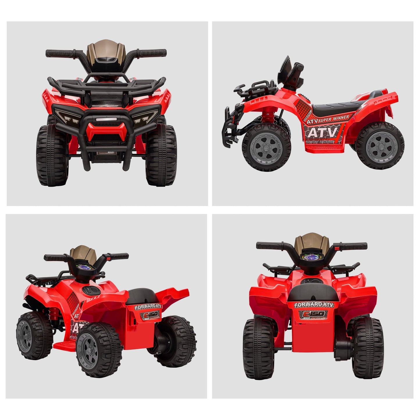 Kids Ride-on ATV Quad Bike Four Wheeler Car with Music, 6V Battery Powered Motorcycle for 18-36 Months, Red Electric Toy Cars   at Gallery Canada