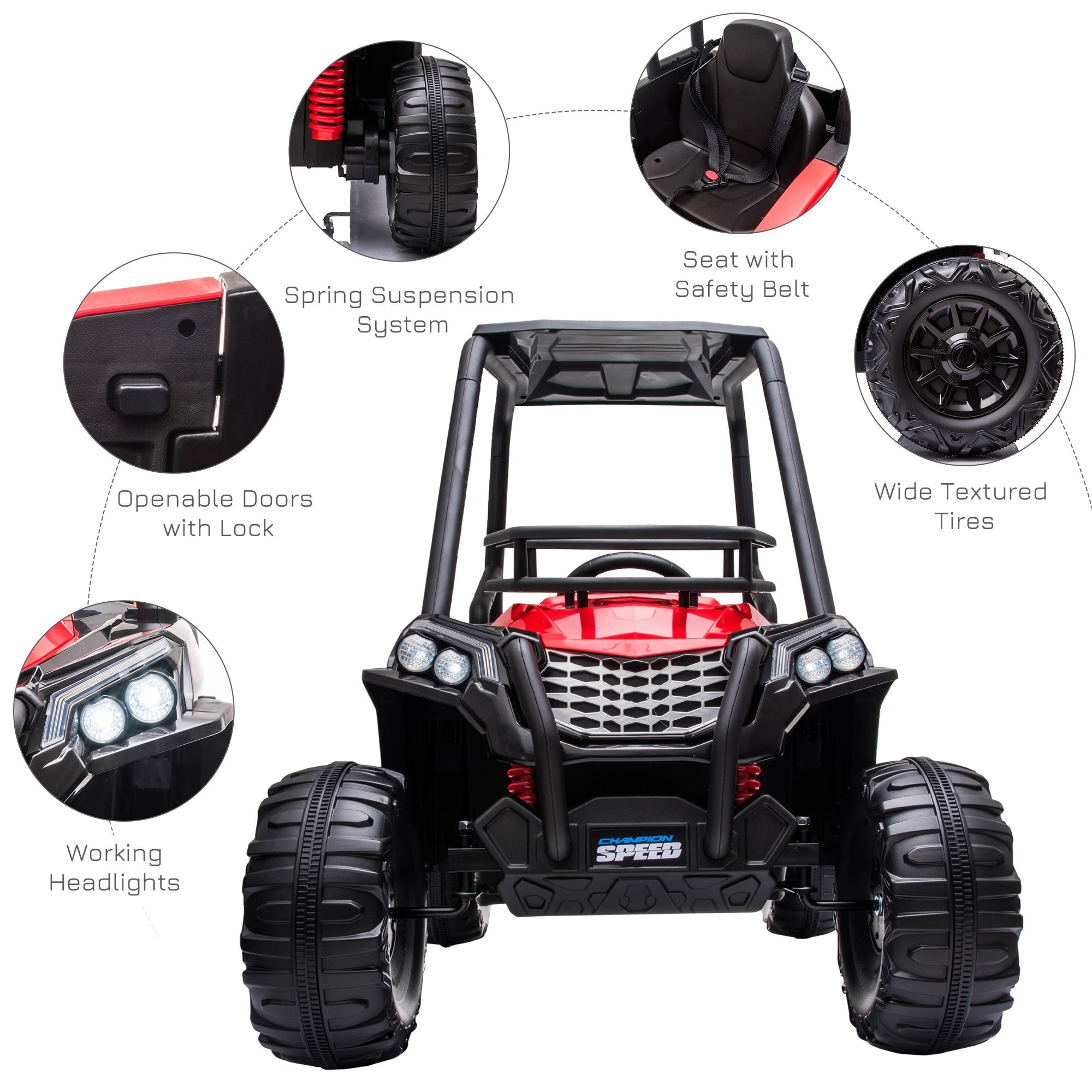 12V Kids Ride-On Off-Road UTV Car with Remote, Music, Lights, Suspension, Red Electric Toy Cars   at Gallery Canada