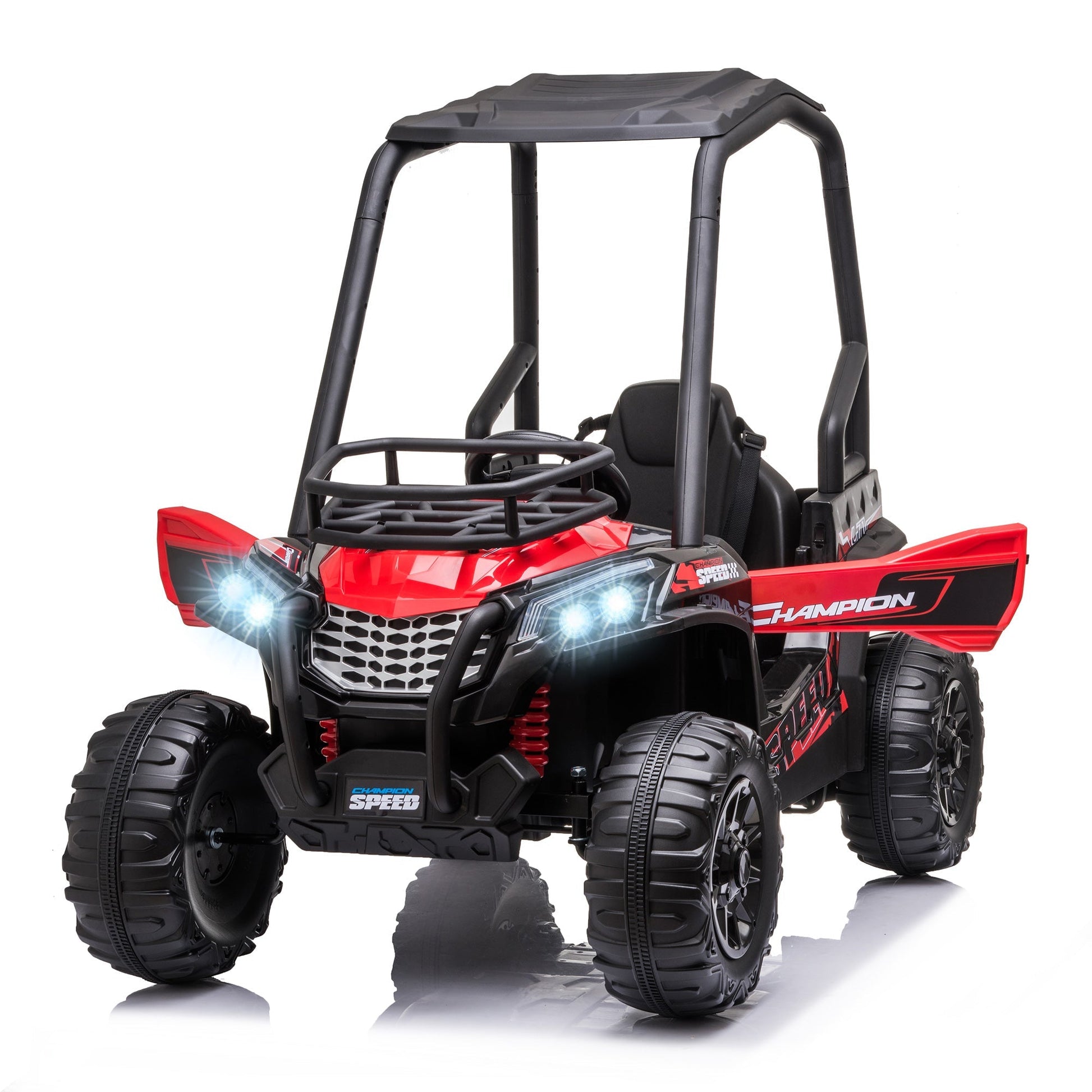 12V Kids Ride-On Off-Road UTV Car with Remote, Music, Lights, Suspension, Red Electric Toy Cars Red  at Gallery Canada