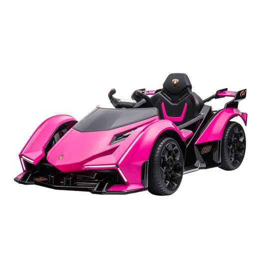 Kids Ride On Car, 12V Battery Powered Electric Toy w/Parent Remote Control, Bluetooth, Horn, Music &; LED Headlights Taillights for 3-6 Years Old Pink - Gallery Canada