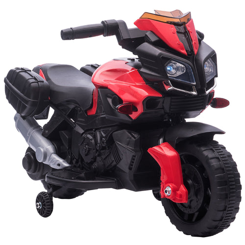 Kids Ride On Motorcycle, 6V Electric Battery Powered Dirt Bike w/ Training Wheels, Gift for Children Boys Girls Red