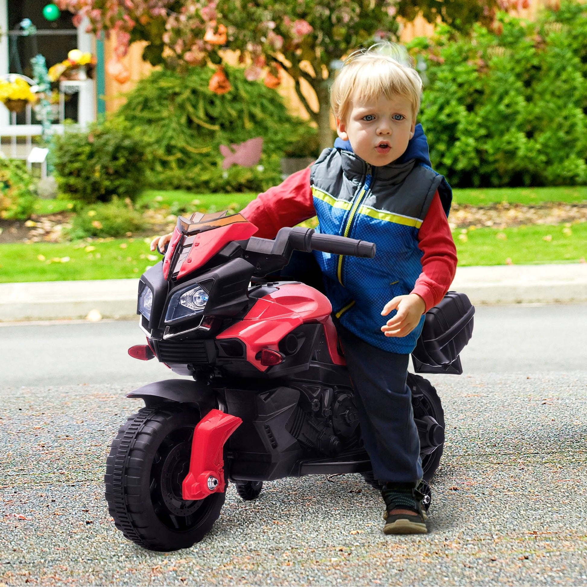 Kids Ride On Motorcycle, 6V Electric Battery Powered Dirt Bike w/ Training Wheels, Gift for Children Boys Girls Red Electric Motorcycles   at Gallery Canada