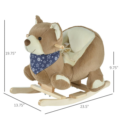 Kids Ride-On Rocking Horse Toy Bear Style Rocker with Fun Music &; Soft Plush Fabric for Children 18-36 Months Rocking Horses   at Gallery Canada