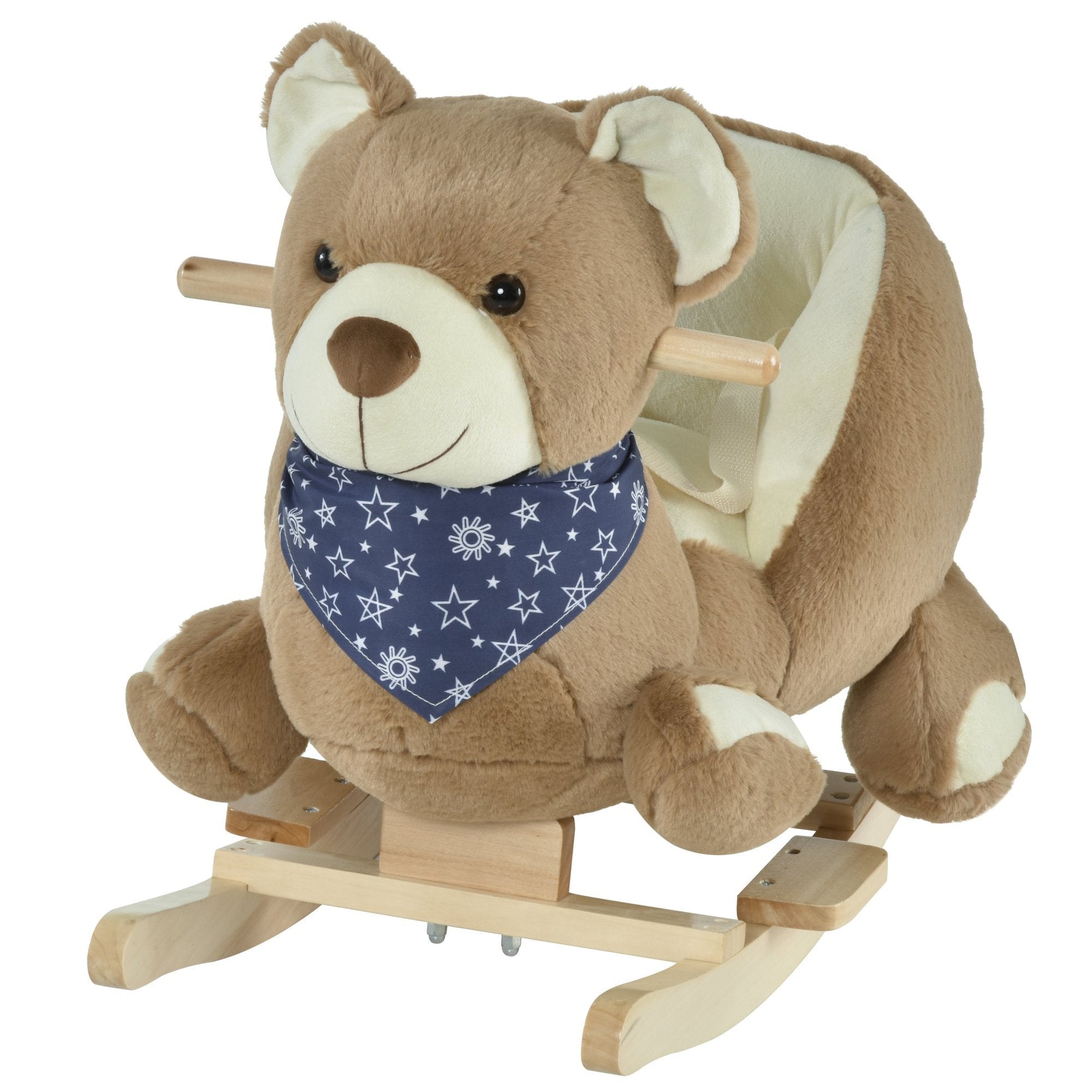 Kids Ride-On Rocking Horse Toy Bear Style Rocker with Fun Music &; Soft Plush Fabric for Children 18-36 Months Rocking Horses Brown  at Gallery Canada