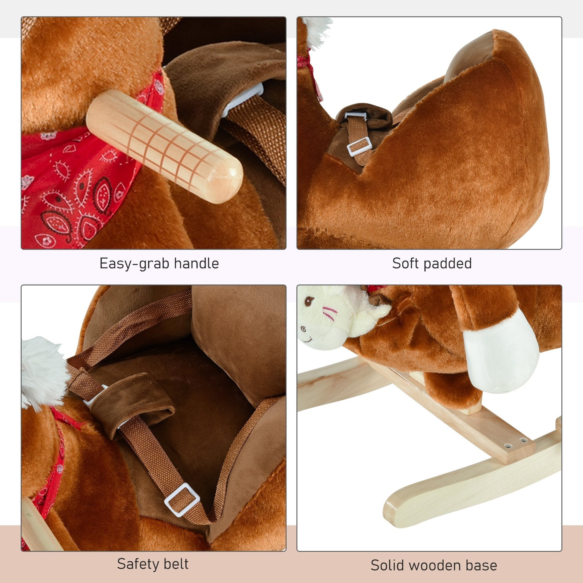 Kids Ride On Rocking Horse with Cradlesong Handle Grip Hand Puppet Traditional Toy Gift for Children 18-36 Months Rocking Toy for Toddler Brown Rocking Horses   at Gallery Canada