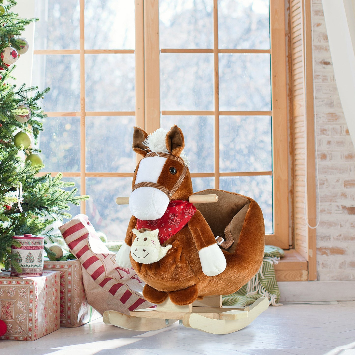 Kids Ride On Rocking Horse with Cradlesong Handle Grip Hand Puppet Traditional Toy Gift for Children 18-36 Months Rocking Toy for Toddler Brown Rocking Horses   at Gallery Canada