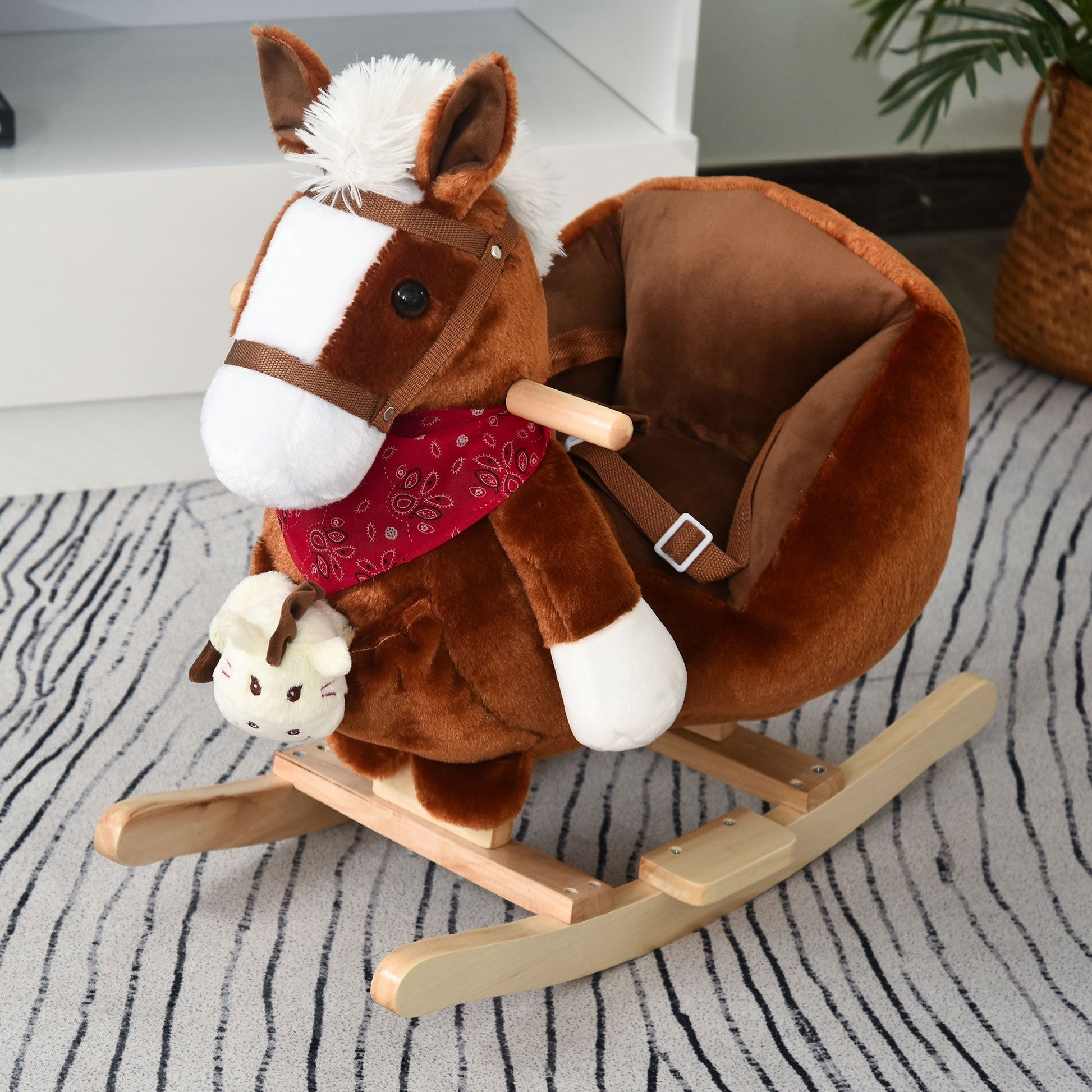 Kids Ride On Rocking Horse with Cradlesong Handle Grip Hand Puppet Traditional Toy Gift for Children 18-36 Months Rocking Toy for Toddler Brown Rocking Horses   at Gallery Canada